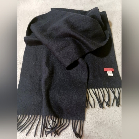 Cashmere wool blend soft NAVY blue lux scarf Jennie Liu. - Picture 1 of 11